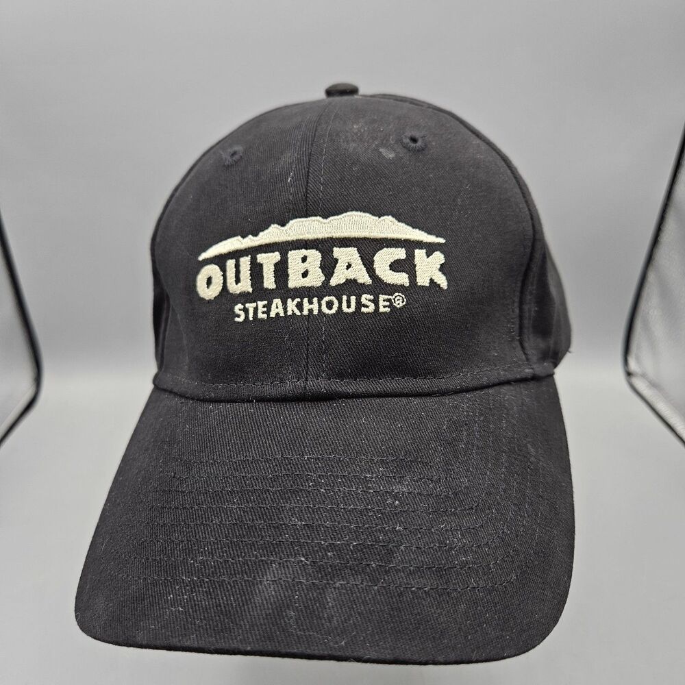 Outback Strapback Hat Baseball Cap Logo Crew Uniform Employee Black Steakhouse
